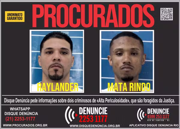 ‘Mata Rindo’ e ‘Raylander’: bandidos que somam 60 anos de condenação fogem da prisão após ‘saidinha’ de Dia das Mães